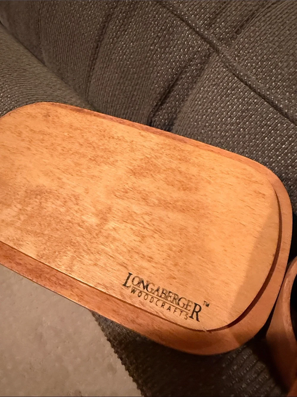 Longaberger Natural Brown Wood Handled Basket with Dresden Ohio Engraving